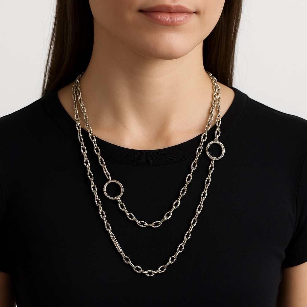 Lagos Caviar Silver & Gold Station Necklace